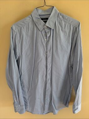 RW&CO. Light Blue Micro-Pattern Long Sleeve Dress Shirt